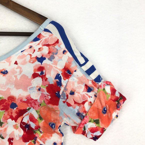 Matilda Jane Women's Size Small Bewitching Tidbit Blue White Pink Tunic Top - Picture 3 of 9